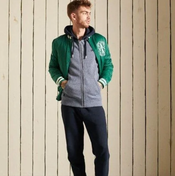 Superdry Men's Blue Vintage Logo Embroidered Baseball Zip Hoodie Size Small. - Picture 2 of 12